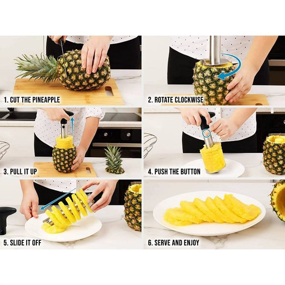 PINEAPPLE SLICER~ Stainless Steel~ CORES & SLICES in Seconds~ DISHWASHER SAFE ! - Picture 2 of 2